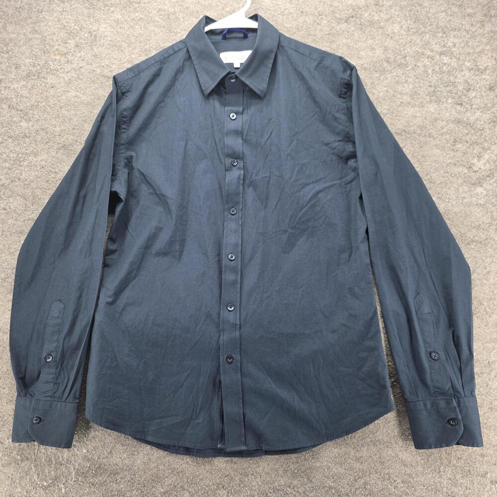 Teddy Stratford Dress Shirt Mens 42 Blue Regular Fit Point Collar 100% Cotton